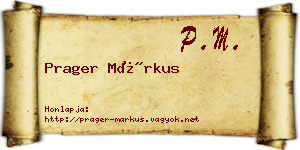 Prager Márkus névjegykártya